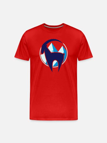 Steinbock und Gebirge Button - Männer Premium Bio T-Shirt - Rot