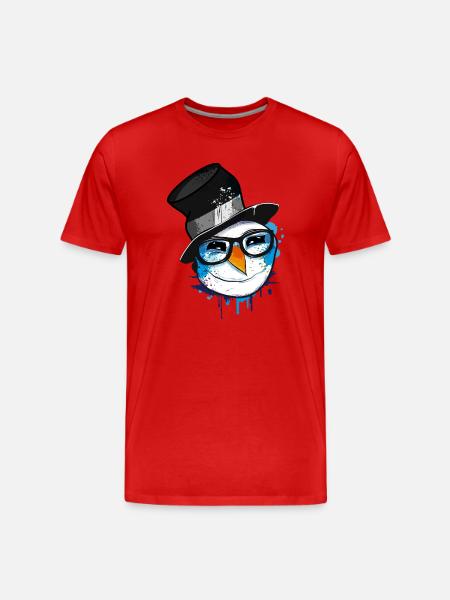Snowman with nerd glasses - Men's Premium Organic T-Shirt - red