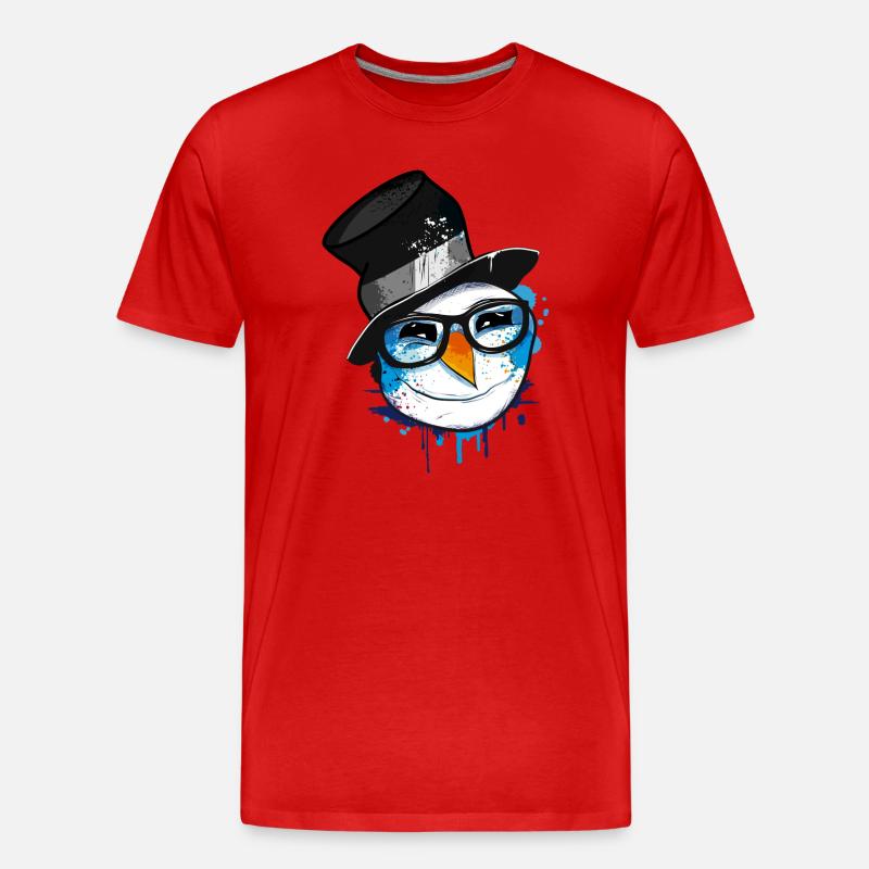 Schneemann mit Nerd Brille - Männer Premium Bio T-Shirt - Rot