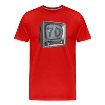 Anniversaire - 70 ans - TV - T-shirt bio Premium Homme - rouge - Devant - Damien (186cm)