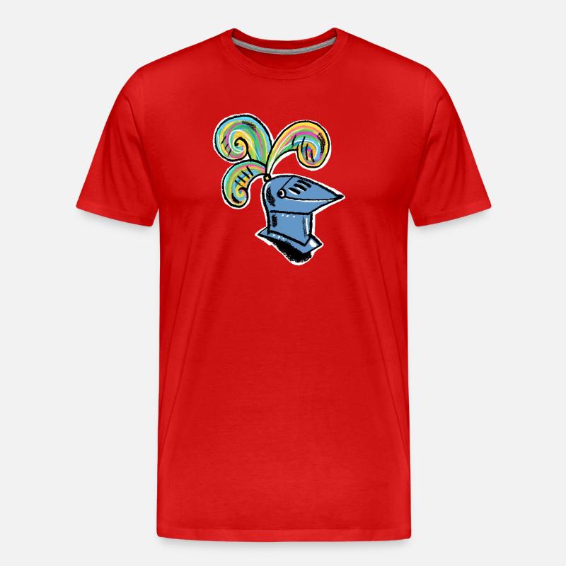Regenbogen Ritterhelm - Männer Premium Bio T-Shirt - Rot