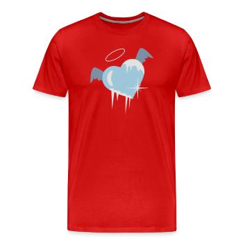 Kaltes Herz mit Heiligenschein,Flügel und - Männer Premium Bio T-Shirt - Rot - Vorne - Damien (186cm)