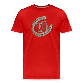 Fer à cheval - 20 ans - T-shirt bio Premium Homme - rouge - Devant - Damien (186cm)