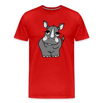 The shy rhino - Men's Premium Organic T-Shirt - red - Front - Damien (186cm)