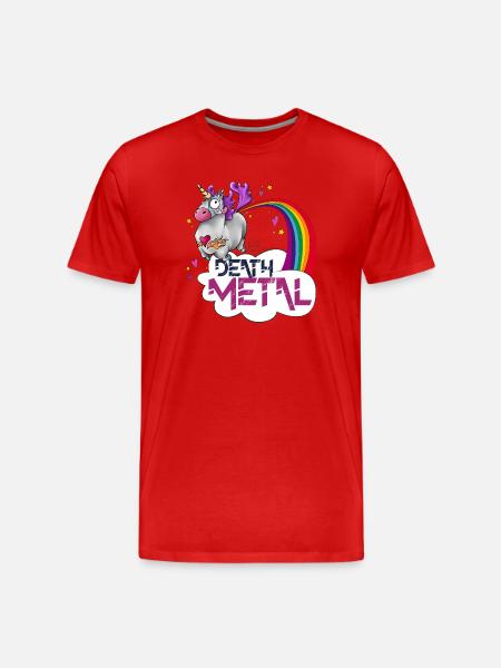 Einhorn Death Metal Regenbogen - Männer Premium Bio T-Shirt - Rot
