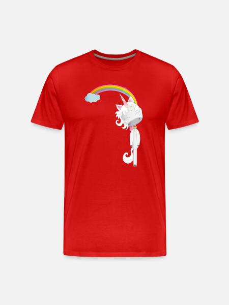 Einhorn hängt am Regenbogen - Männer Premium Bio T-Shirt - Rot