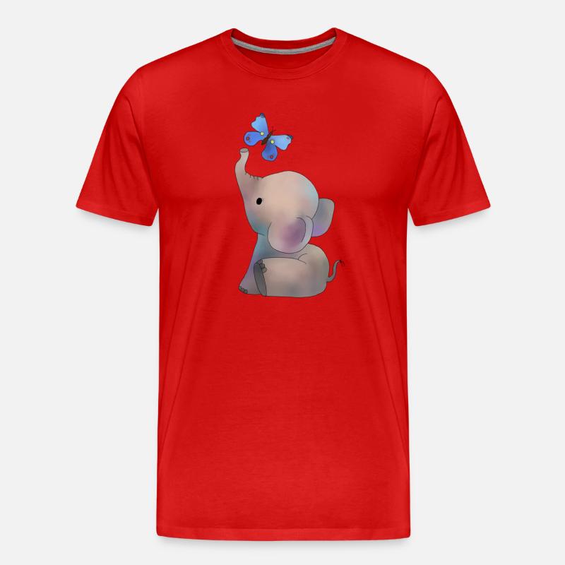 Elefant mit Schmetterling - Männer Premium Bio T-Shirt - Rot
