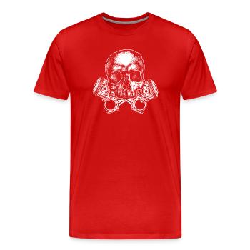 Totenkopf mit gekreuzten Tuning Kolben - Männer Premium Bio T-Shirt - Rot - Vorne - Damien (186cm)