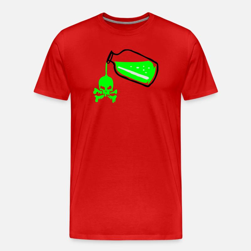 Gift Flasche mit Totenkopf - Männer Premium Bio T-Shirt - Rot
