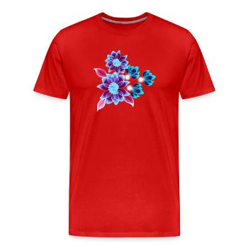 Hypnotische Blumen - Neonblumen - Männer Premium Bio T-Shirt - Rot - Vorne - Damien (186cm)