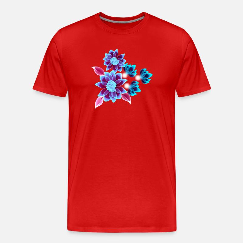 Hypnotische Blumen - Neonblumen - Männer Premium Bio T-Shirt - Rot