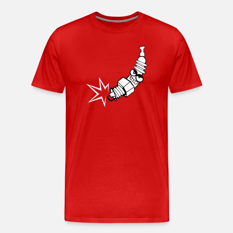 Zündkerze Comic mit Gesicht - Männer Premium Bio T-Shirt - Rot