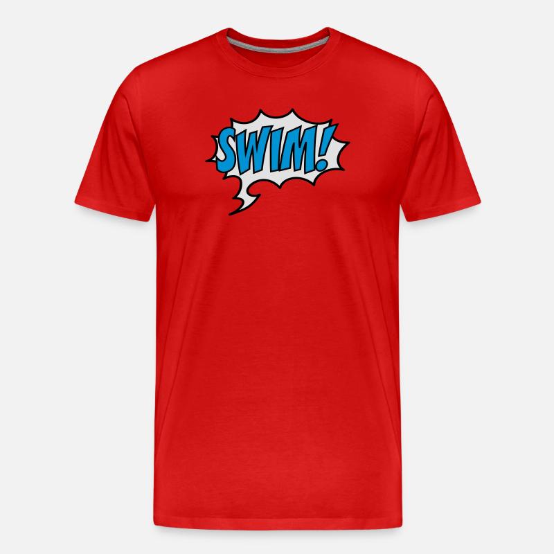 schwimmen - Männer Premium Bio T-Shirt - Rot