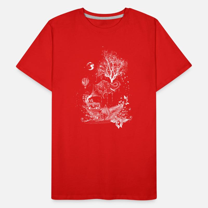 Elephant, paper ship and tree-surreal design Men's Premium Organic T-Shirt