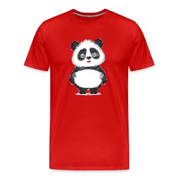 Panda Polygon - Männer Premium Bio T-Shirt - Rot - Vorne - Damien (186cm)