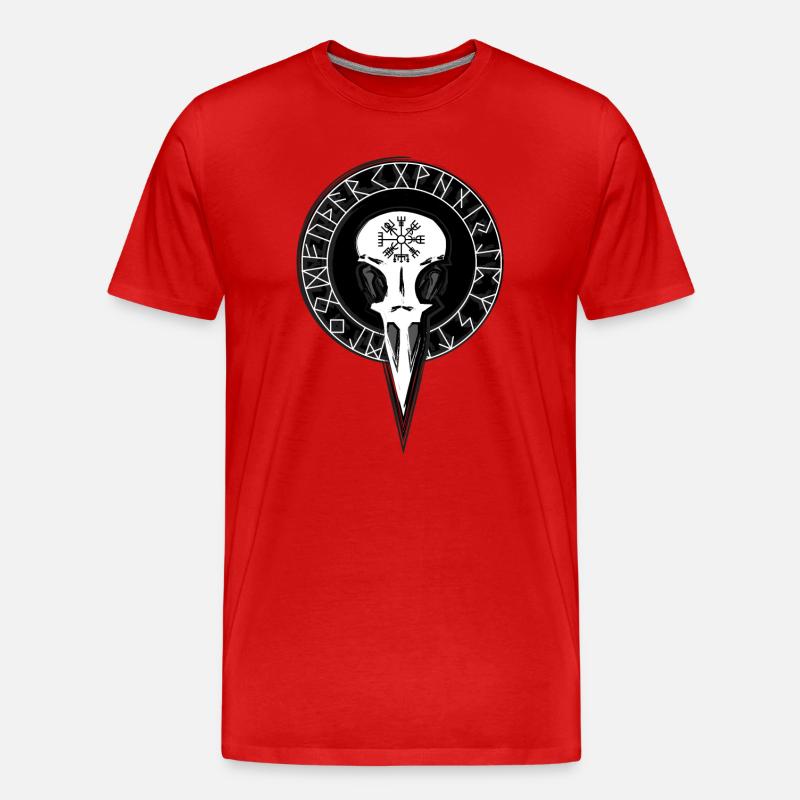 Rabenschädel mit großem Runenkreis - Männer Premium Bio T-Shirt - Rot