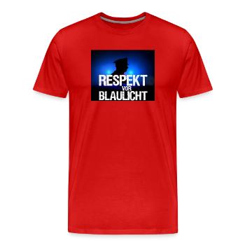 Blaulicht Respekt - Polizei, Polizist, Geschenk - Männer Premium Bio T-Shirt - Rot - Vorne - Damien (186cm)