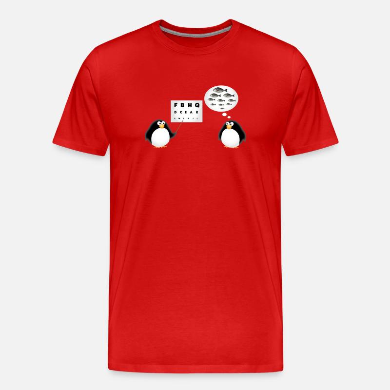 Pinguin Seh Test - Augenarzt - Männer Premium Bio T-Shirt - Rot