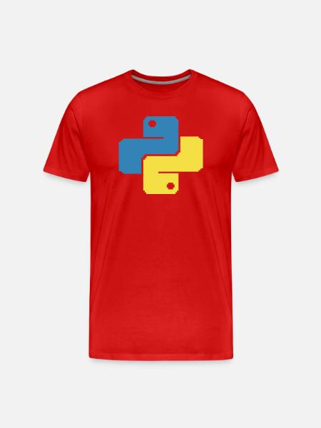 Python Pixelart - Männer Premium Bio T-Shirt - Rot