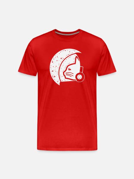 Galactic Cat Astronaut Illustration - Men's Premium Organic T-Shirt - red