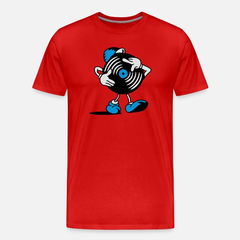 Schallplatte beim Scratchen - Männer Premium Bio T-Shirt - Rot