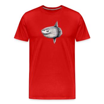 Arlequin - océan arlequin - Mola mola Poisson Lune - T-shirt bio Premium Homme - rouge - Devant - Damien (186cm)