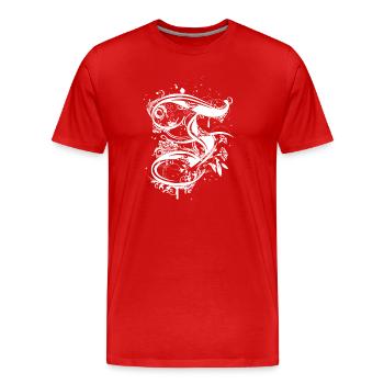 kunstvolle Kalligraphie Buchstabe F - Männer Premium Bio T-Shirt - Rot - Vorne - Damien (186cm)