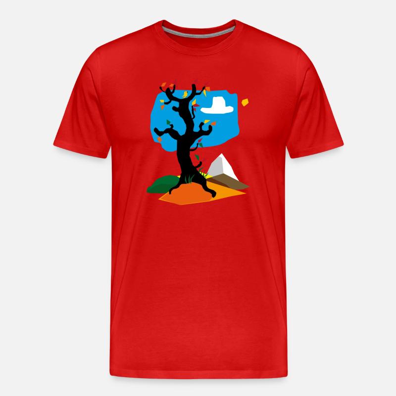 Baum im Herbst - Männer Premium Bio T-Shirt - Rot