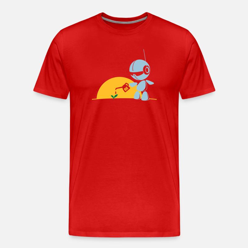 robot flower - Männer Premium Bio T-Shirt - Rot