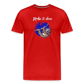 sloth make it slow paresseux lent Nerd pc chill - T-shirt bio Premium Homme - rouge - Devant - Damien (186cm)