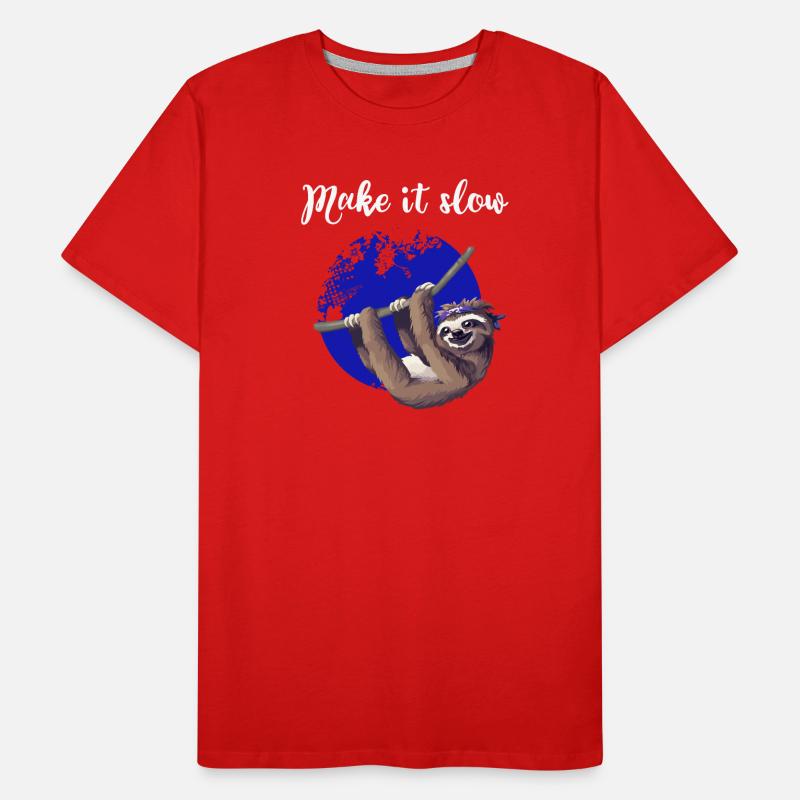 sloth make it slow Faultier langsam Nerd pc chill Männer Premium Bio T-Shirt