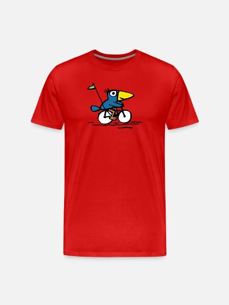 kleiner Raben Cartoon - Männer Premium Bio T-Shirt - Rot
