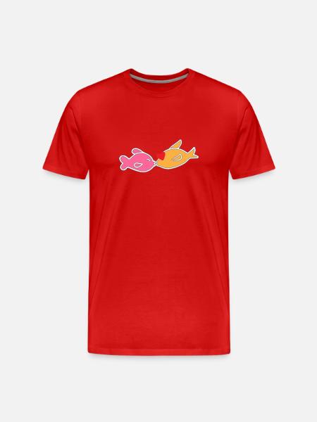 Kissing fish - Men's Premium Organic T-Shirt - red