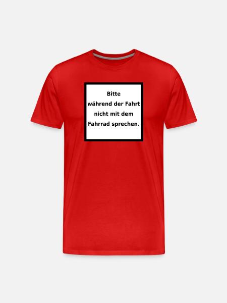 Warnhinweis: Fahrrad. (black/white) - Männer Premium Bio T-Shirt - Rot