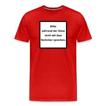 Warnhinweis: Techniker. (black/white) - Männer Premium Bio T-Shirt - Rot - Vorne - Damien (186cm)