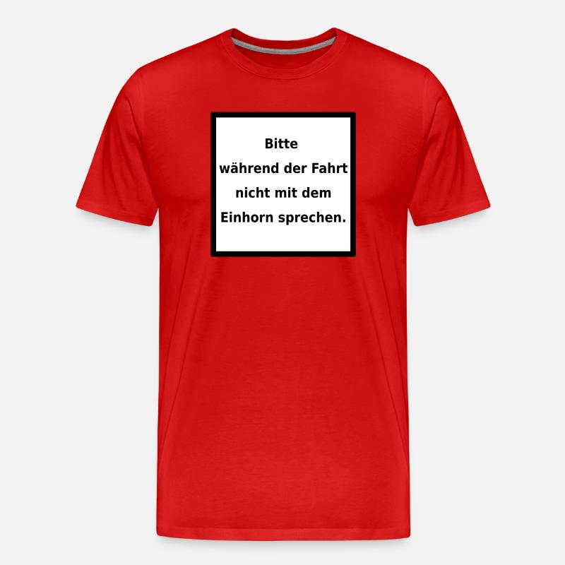Warnhinweis: Einhorn. (black/white) - Männer Premium Bio T-Shirt - Rot