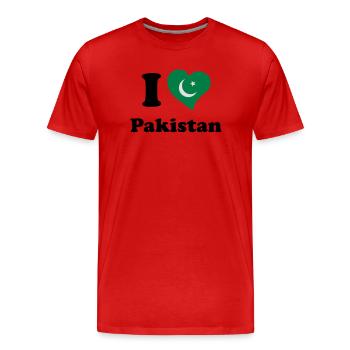 I love Pakistan - J'aime le Pakistan - T-shirt bio Premium Homme - rouge - Devant - Damien (186cm)