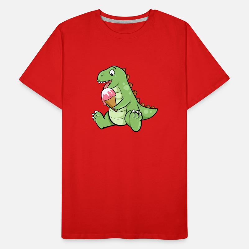 Eiscreme Dino Erdbeereis Dinosaurier T-Rex Saurier Männer Premium Bio T-Shirt