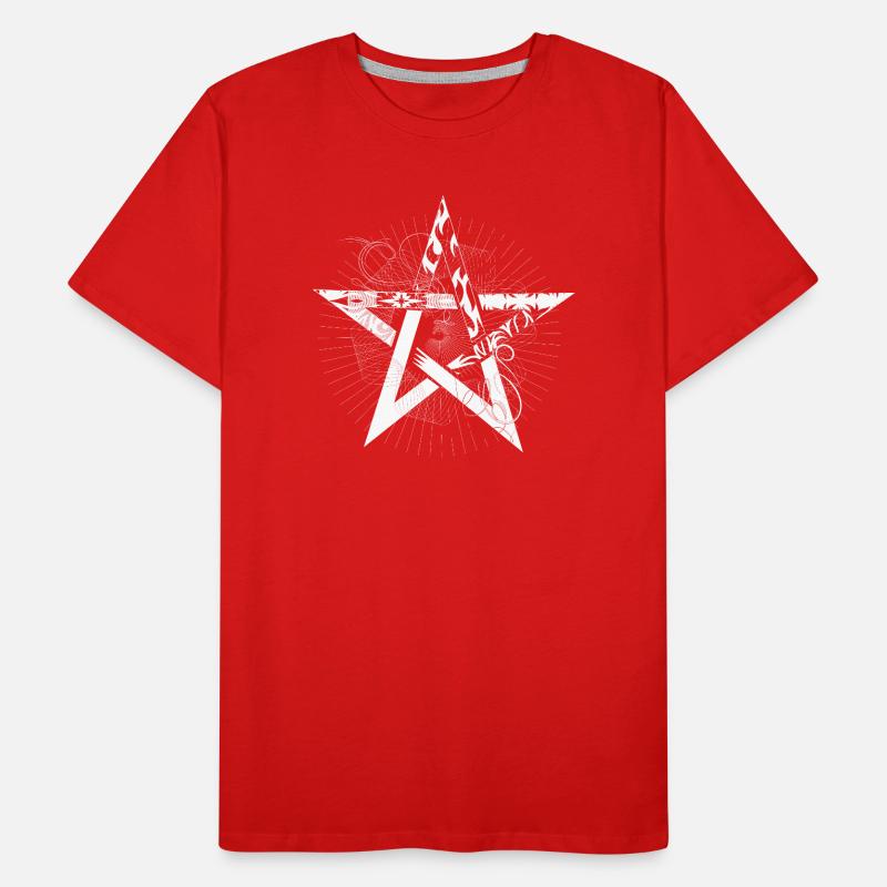 weißes Pentagramm mit Strahlen Männer Premium Bio T-Shirt