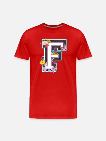 Letter F in varsity style - Men's Premium Organic T-Shirt - red