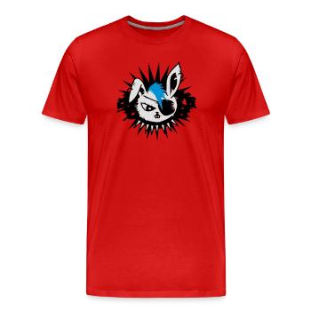 rabbit with an eye patch and a mohawk - Männer Premium Bio T-Shirt - Rot - Vorne - Damien (186cm)
