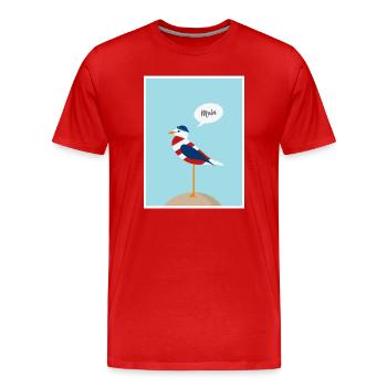 moin, seagull, sea. Baltic Sea, North Sea. - Men's Premium Organic T-Shirt - red - Front - Damien (186cm)
