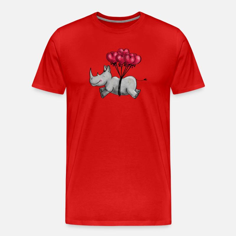Fliegendes Nashorn - Männer Premium Bio T-Shirt - Rot