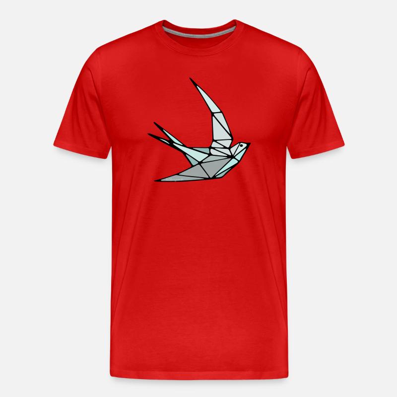 Bird (Schwalbe) Origami - Männer Premium Bio T-Shirt - Rot