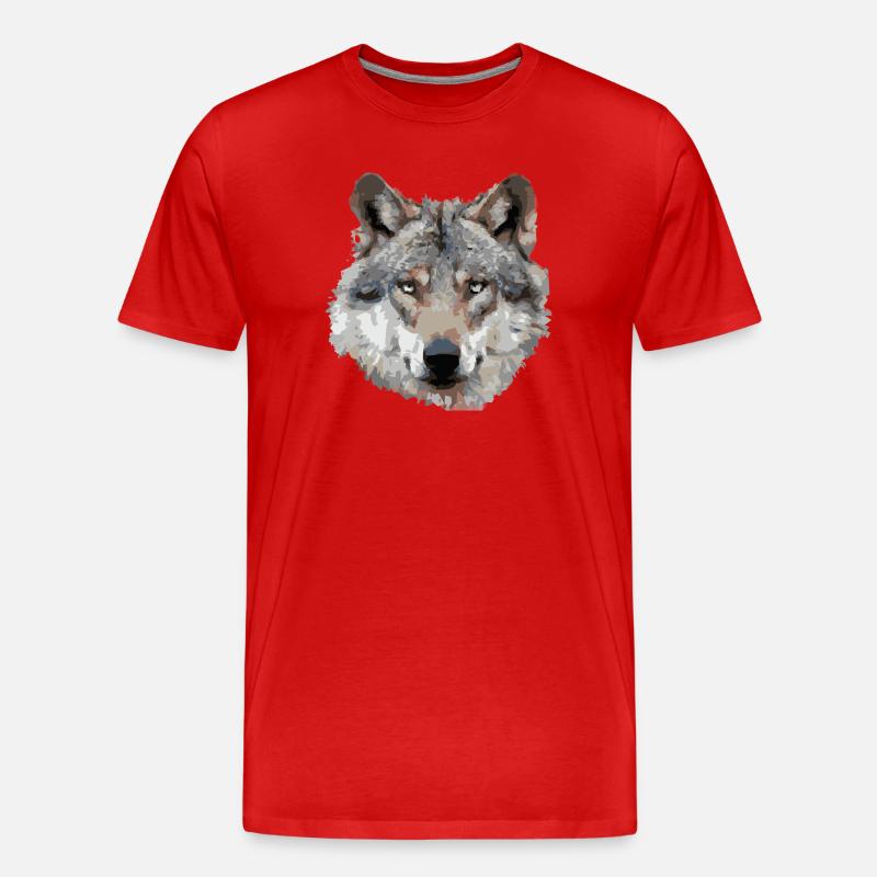 Wolf (grau) - Männer Premium Bio T-Shirt - Rot