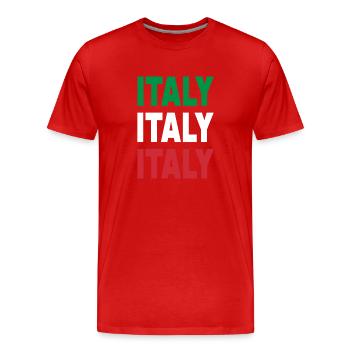 Italie / Cadeau / Idée cadeau - T-shirt bio Premium Homme - rouge - Devant - Damien (186cm)