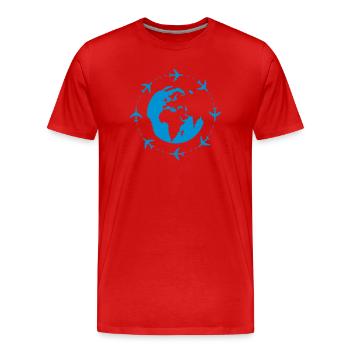 world tour - Men's Premium Organic T-Shirt - red - Front - Damien (186cm)