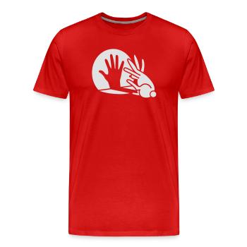 Hand Schattenspiel kaninchen Glow in the dark - Männer Premium Bio T-Shirt - Rot - Vorne - Damien (186cm)