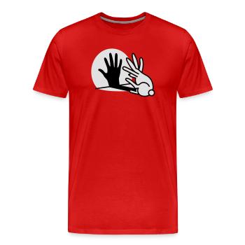 Handschatten Kaninchen 2 clr - Männer Premium Bio T-Shirt - Rot - Vorne - Damien (186cm)