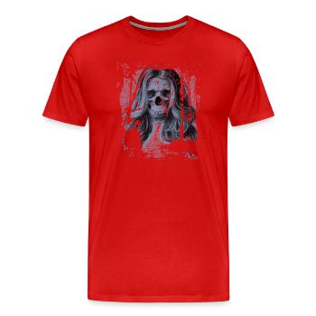Skull girl blue - Men's Premium Organic T-Shirt - red - Front - Damien (186cm)